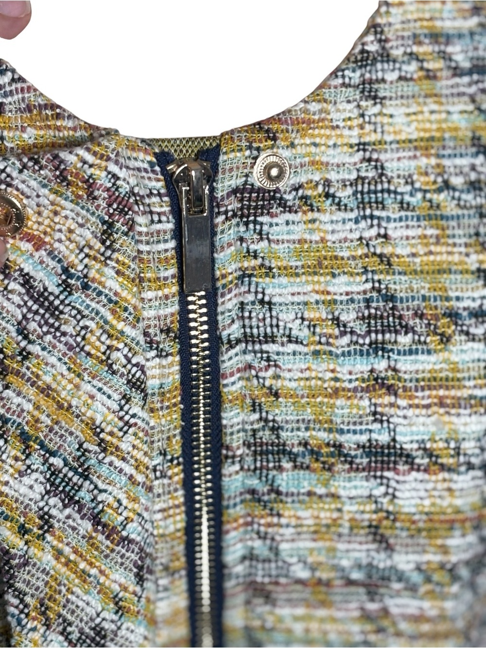 Liverpool Los Angeles Mustard Multi Textured Knit Zip Front Jacket Large - Picture 5 of 11